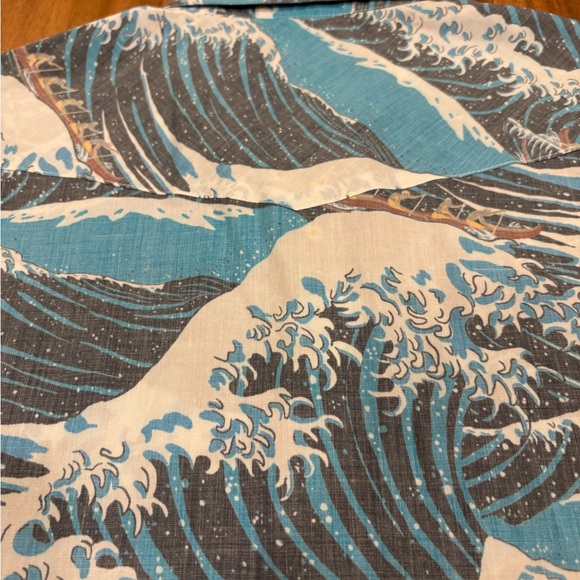 Men’s Western Aloha Wave Print Pearl Snap Shirt XXL Hawaiian Surf Button Up - Picture 6 of 13